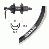 Roue arri�re 700 mm avec moyeu Shimano Deore pour frein � disque 6 trous et jante Rigida Zac 2000 Disc