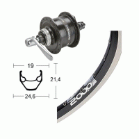 Roue avant 700 mm avec moyeu-dynamo Shimano DH-3D35 pour frein � disque Centerlock et jante Rigida Zac 2000 Disc