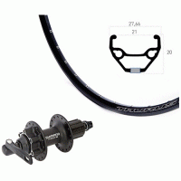 Roue arri�re 26 pouces avec moyeu Shimano Deore pour frein � disque 6 trous et jante Rigida Taurus 21