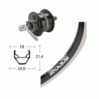 Roue avant 700 mm avec moyeu-dynamo Shimano DH-3D30 pour frein � disque 6 trous et jante Rigida Zac 2000 Disc