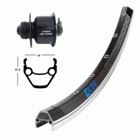 Roue avant 26 pouces avec moyeu-dynamo Shimano Alfine pour frein � disque Centerlock et jante Exal ZX 19